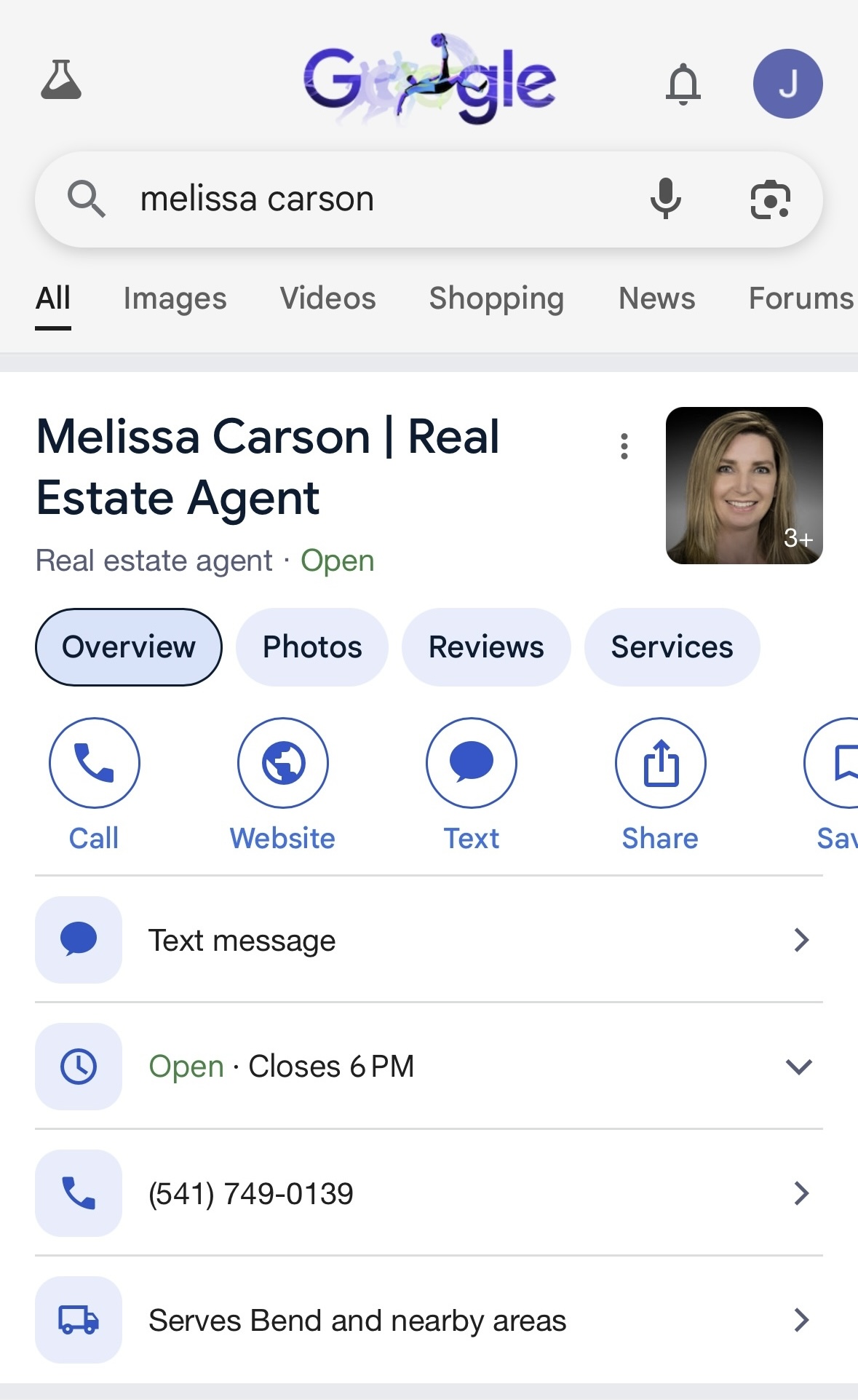 Google search result for Melissa Carson real estate agent
