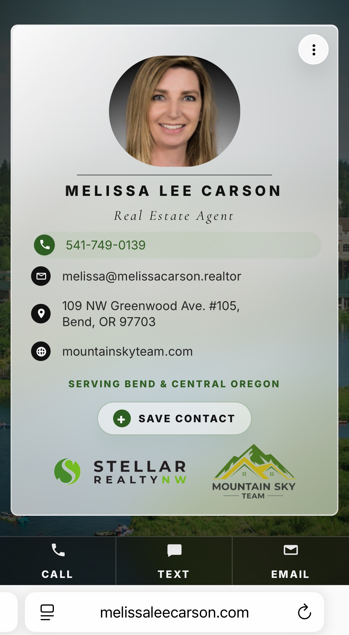 Melissa Carson mobile be.card preview